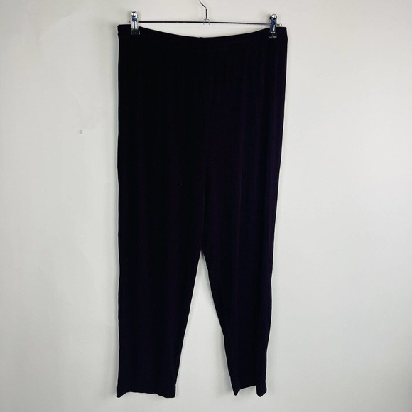 R&M Richards Womans Palazzo Pants Sz 18 Plus Crinkle Maroon Stretch Comfort - Picture 2 of 8
